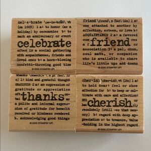 Stampin' Up! Wood Block Sentiment Stamp Set - Black on Natural Wood